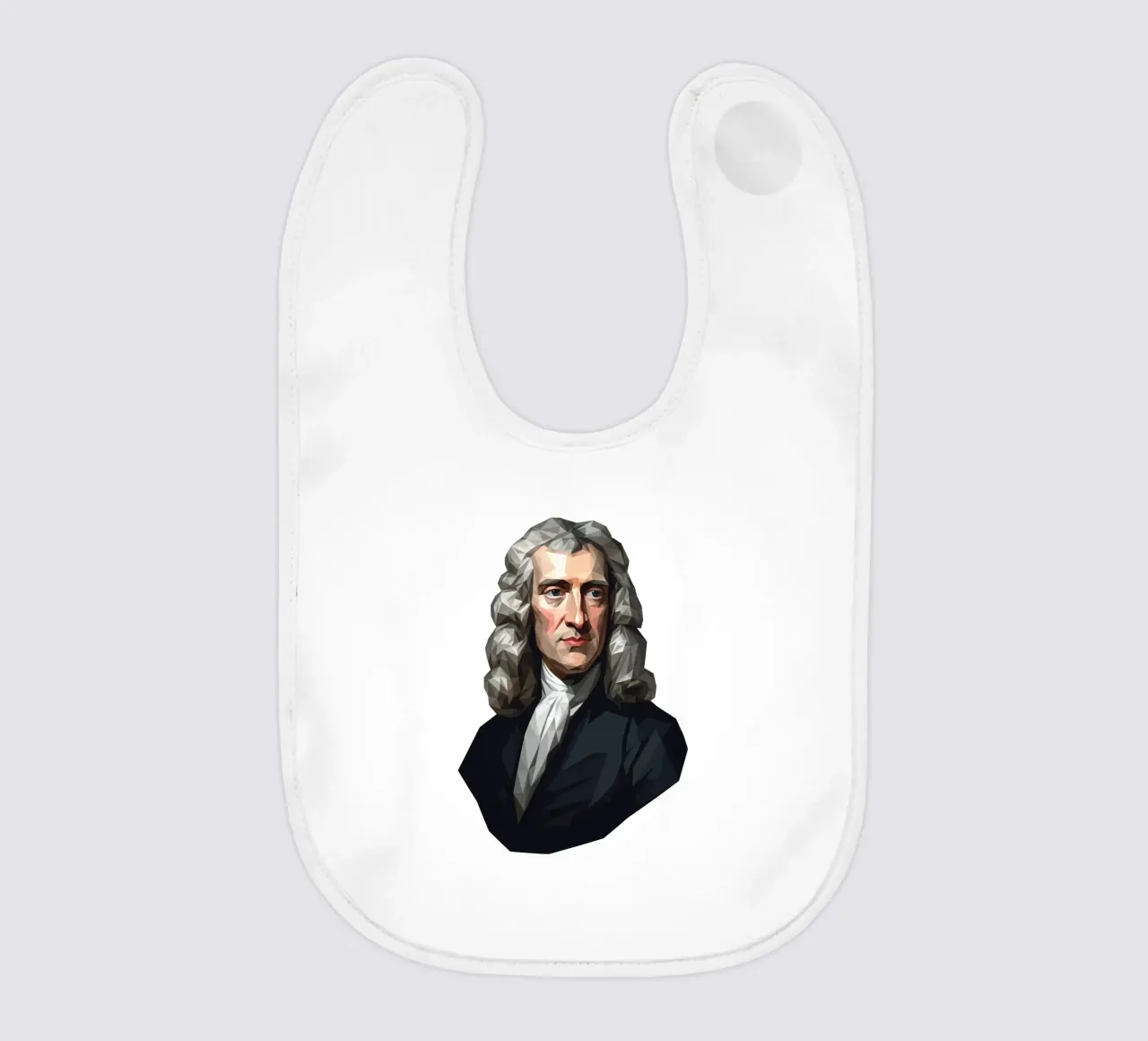 Ritratto di Isaac Newton Lowpoly bavaglino da Low Profile