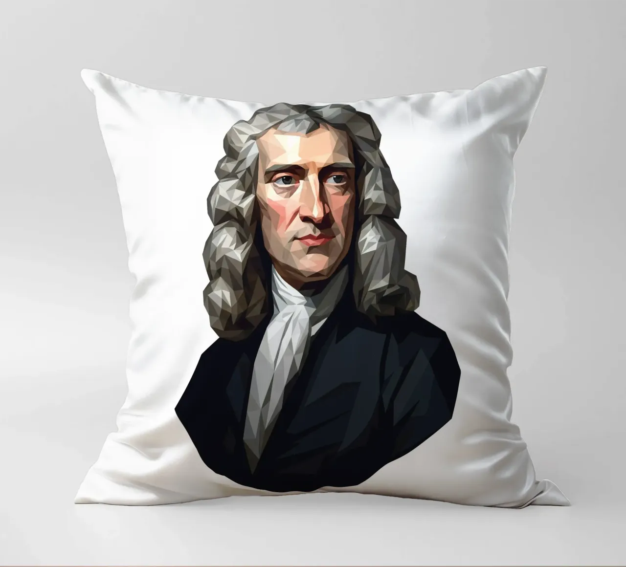 Ritratto di Isaac Newton Lowpoly cuscino da Low Profile