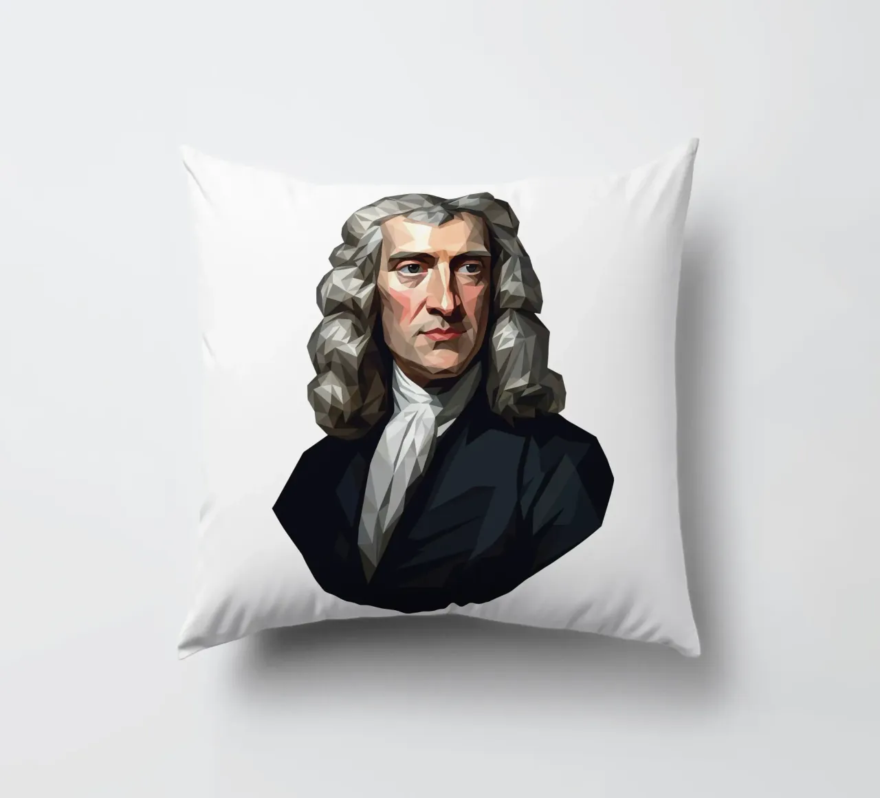 Ritratto di Isaac Newton Lowpoly cuscino da Low Profile