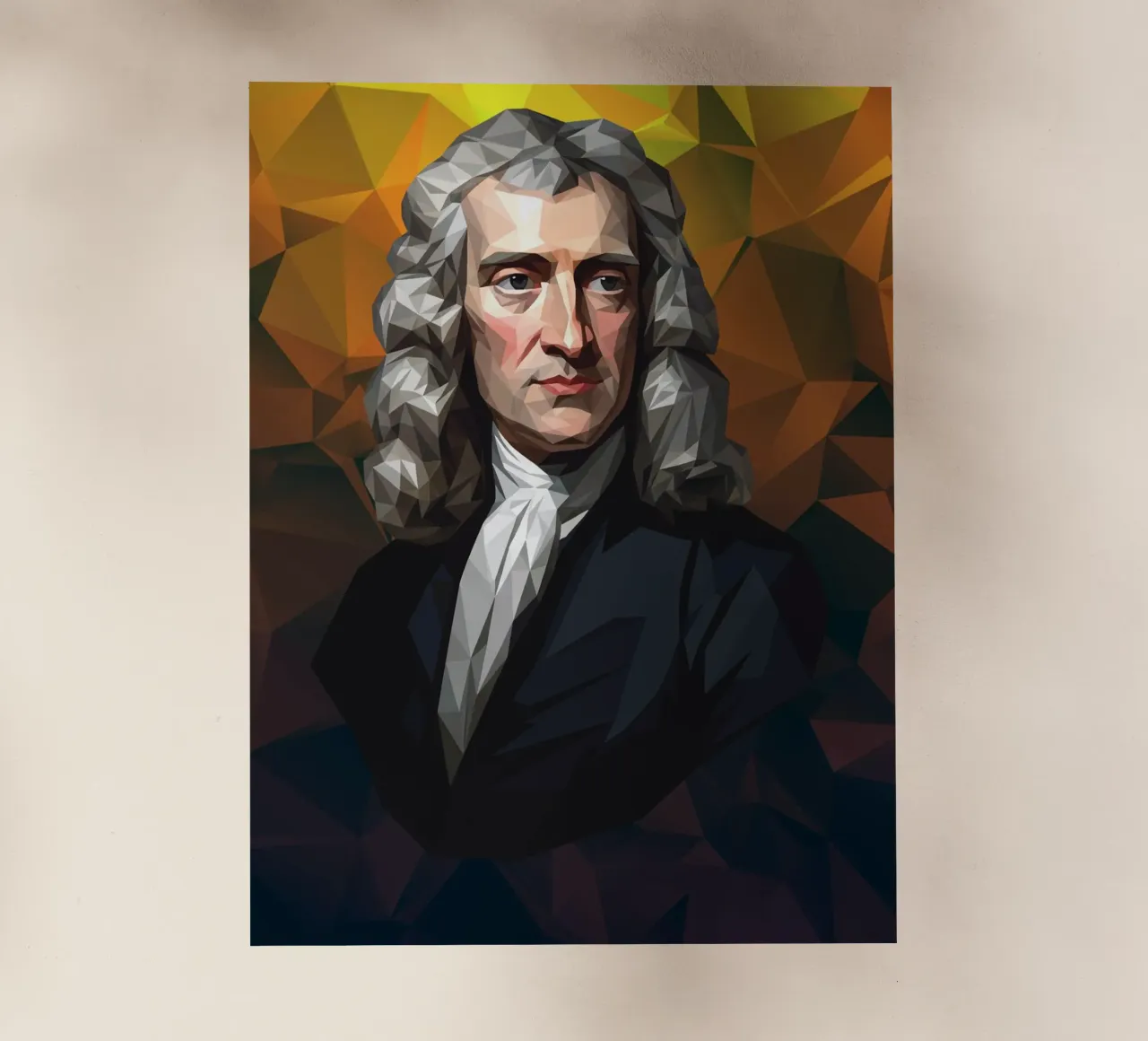 Ritratto di Isaac Newton Lowpoly pellicola backlit da Low Profile