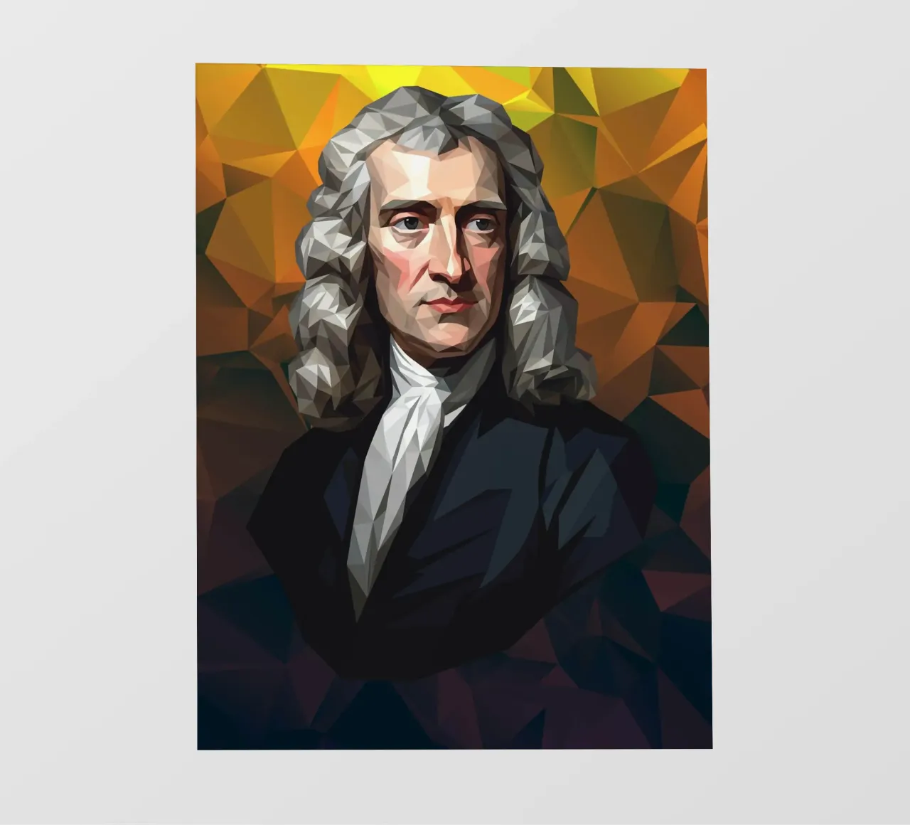 Ritratto di Isaac Newton Lowpoly pellicola backlit da Low Profile