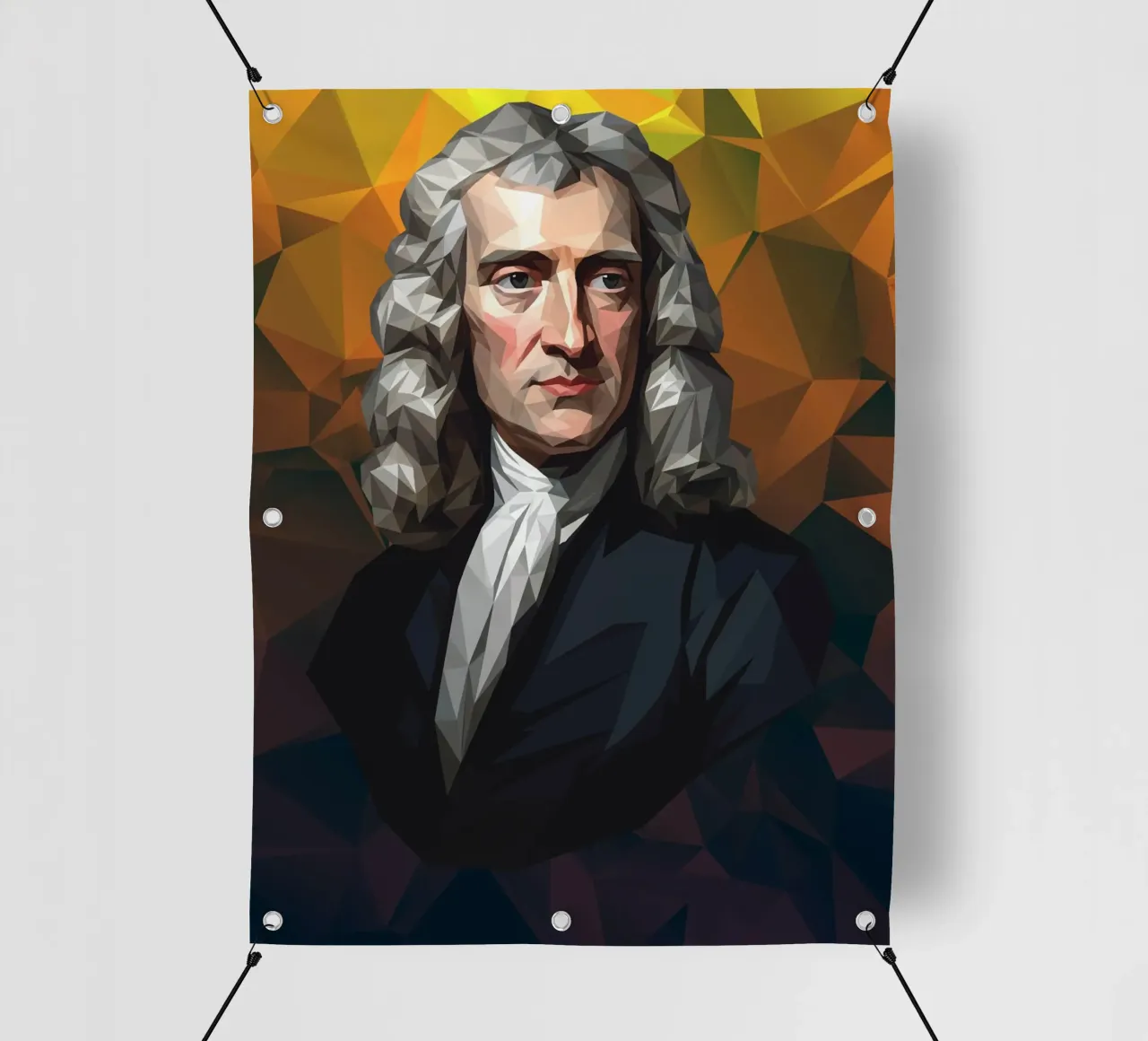 Ritratto di Isaac Newton Lowpoly telo in pvc da Low Profile
