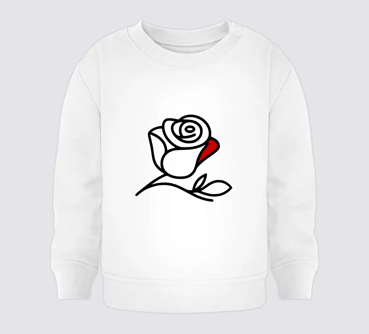 Rosa reclinabile minimalista con foglia rossa felpa neonato da Bold & Simple
