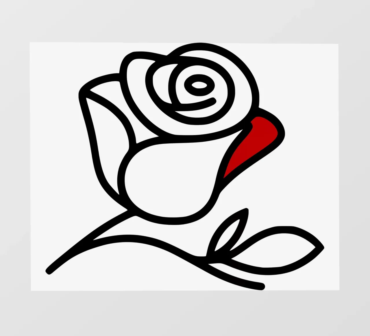Rosa reclinabile minimalista con foglia rossa pellicola backlit da Bold & Simple