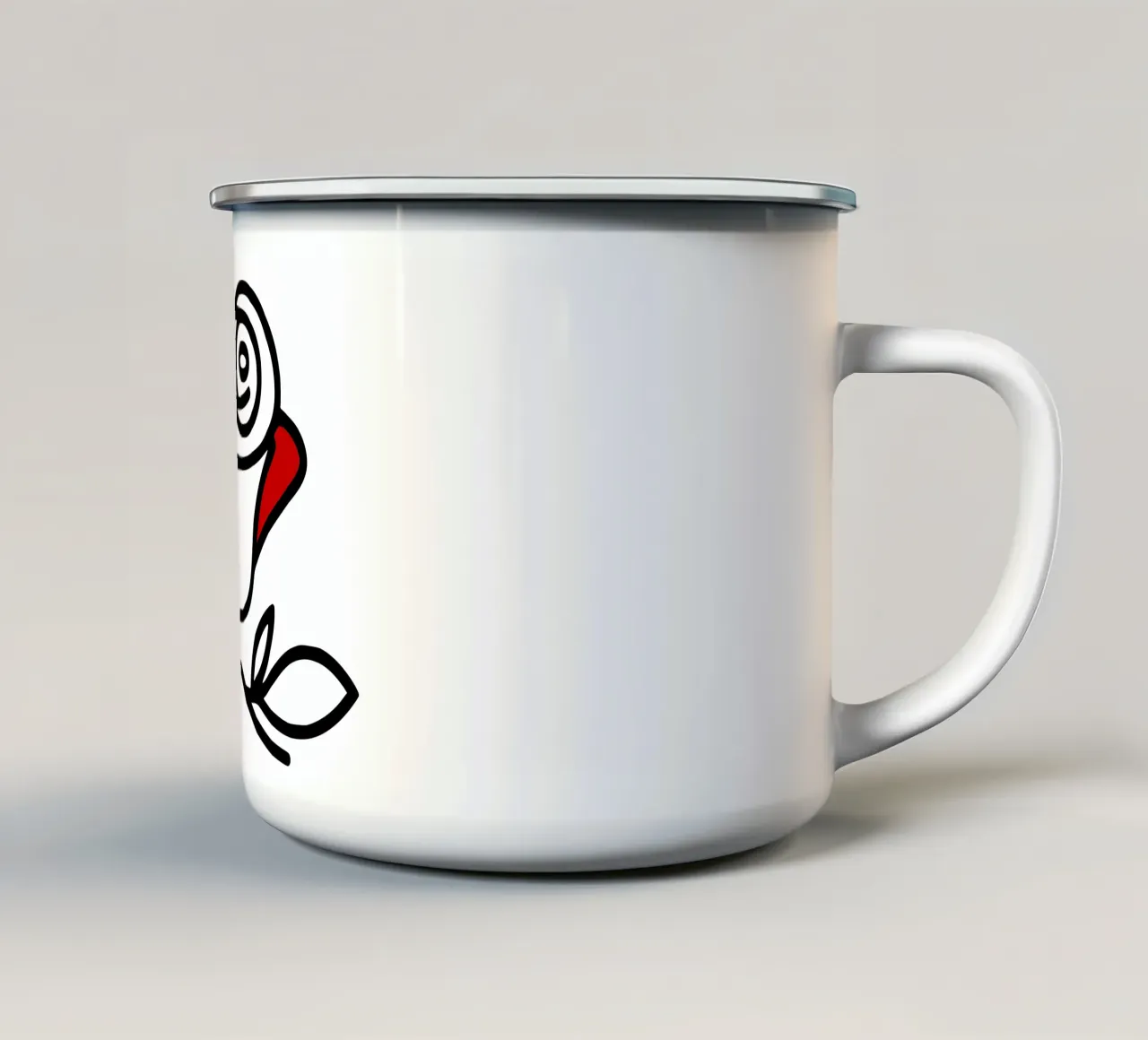 Rosa reclinabile minimalista con foglia rossa tazza in smalto da Bold & Simple