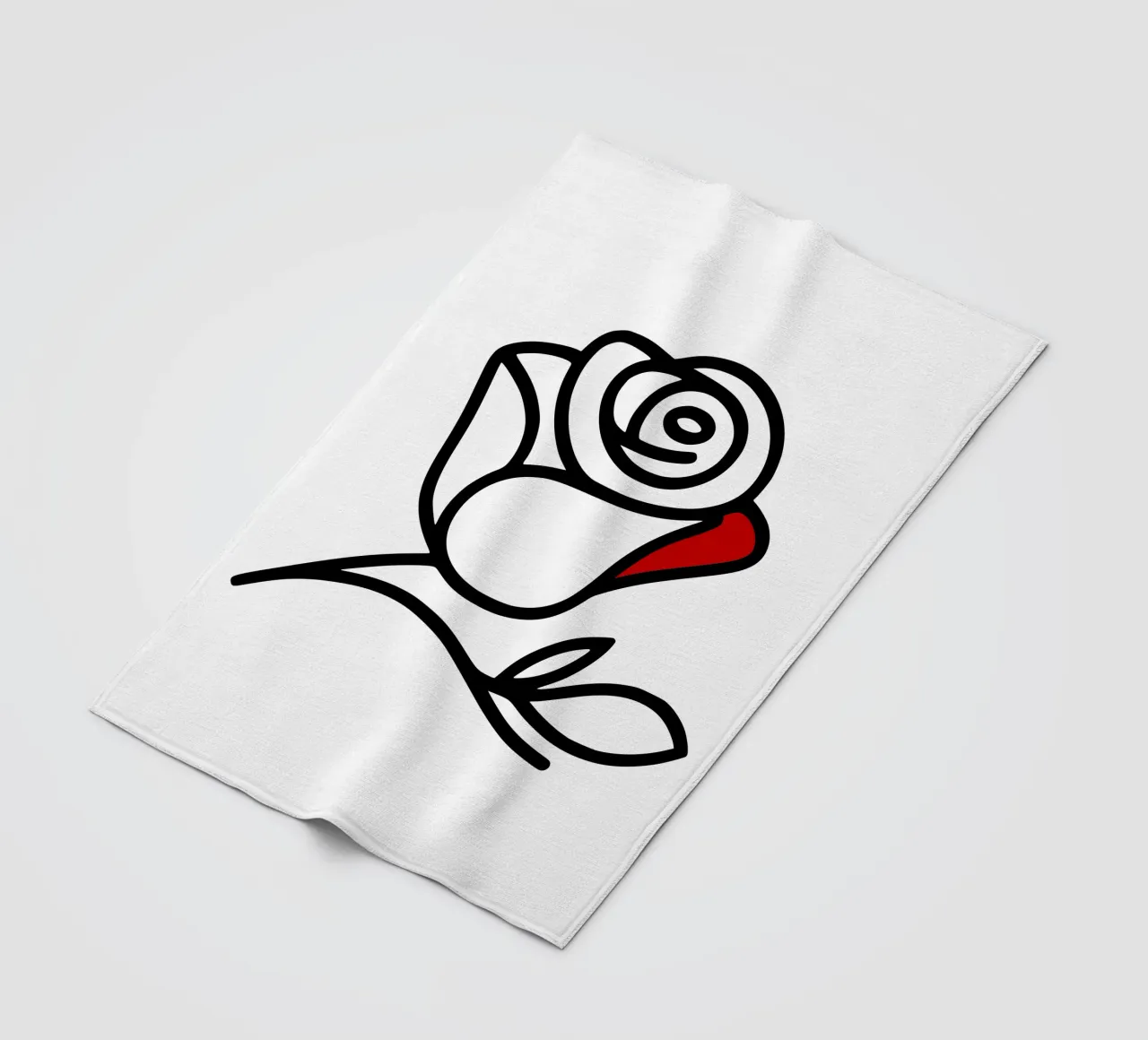 Minimalist reclining rose with a red leaf fleece blanket by Bold & Simple