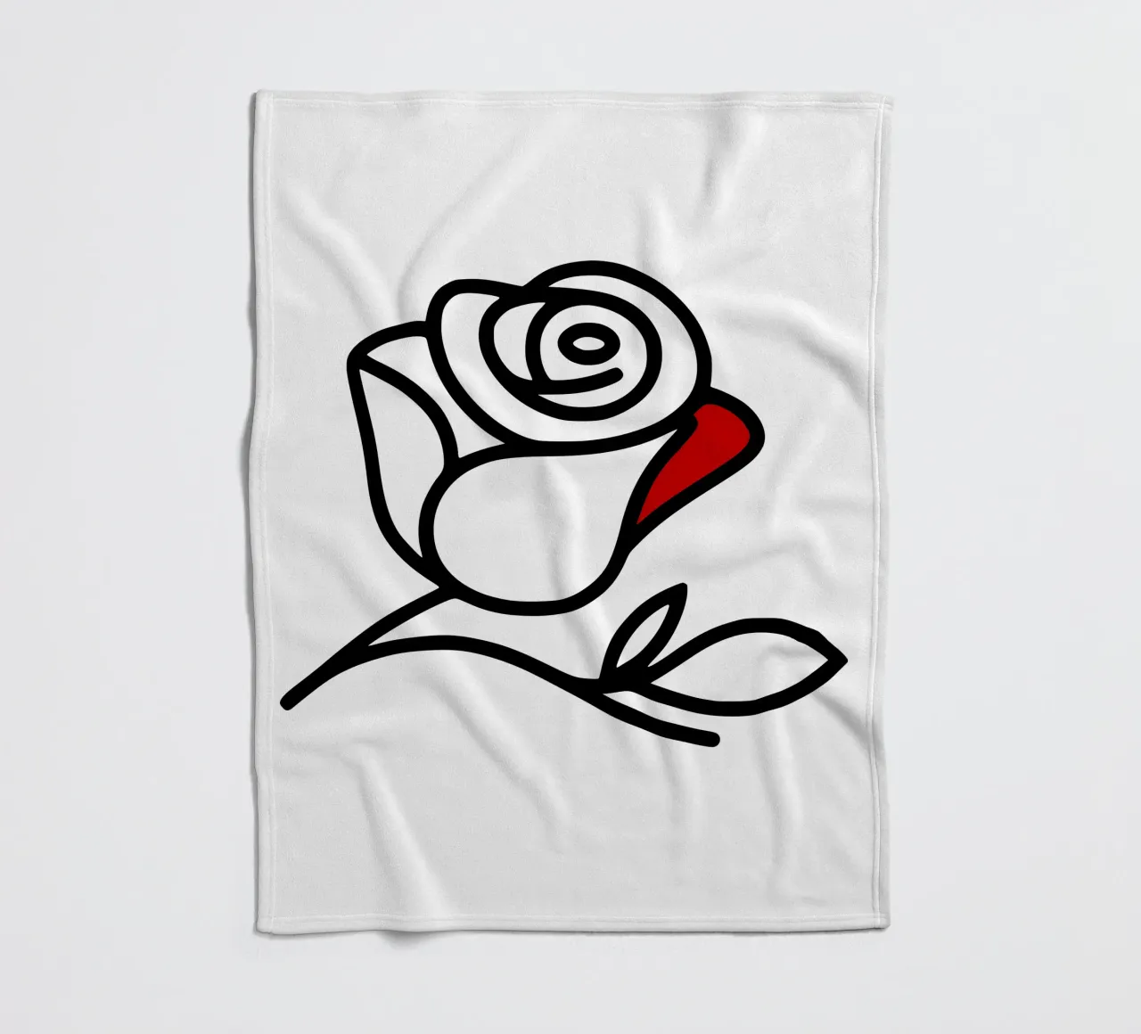 Minimalist reclining rose with a red leaf fleece blanket by Bold & Simple