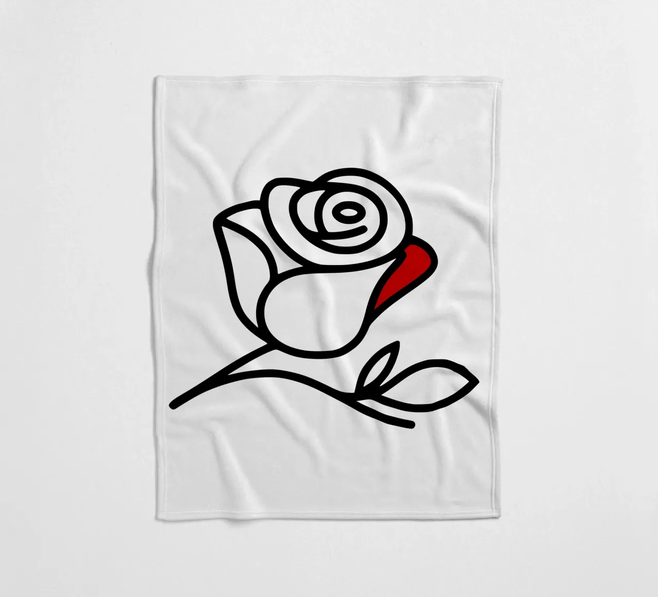 Minimalist reclining rose with a red leaf fleece blanket by Bold & Simple