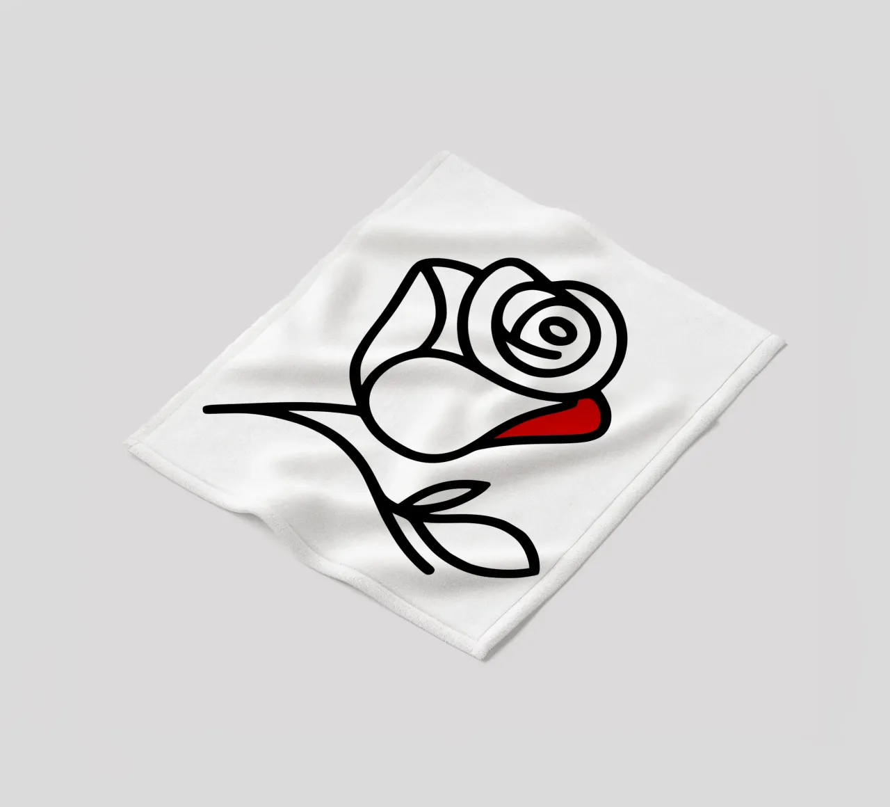Minimalist reclining rose with a red leaf fleece blanket by Bold & Simple