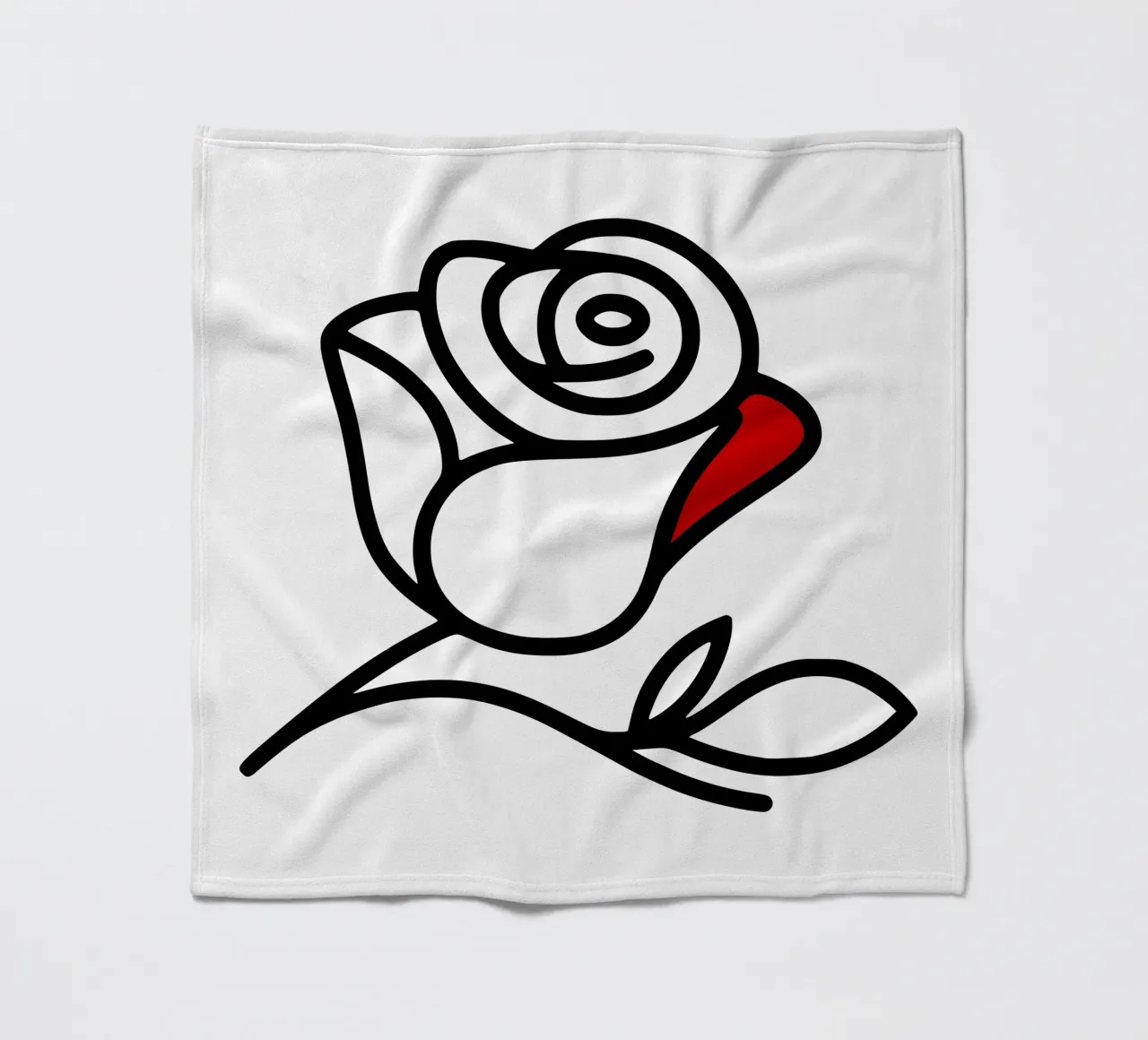 Minimalist reclining rose with a red leaf fleece blanket by Bold & Simple