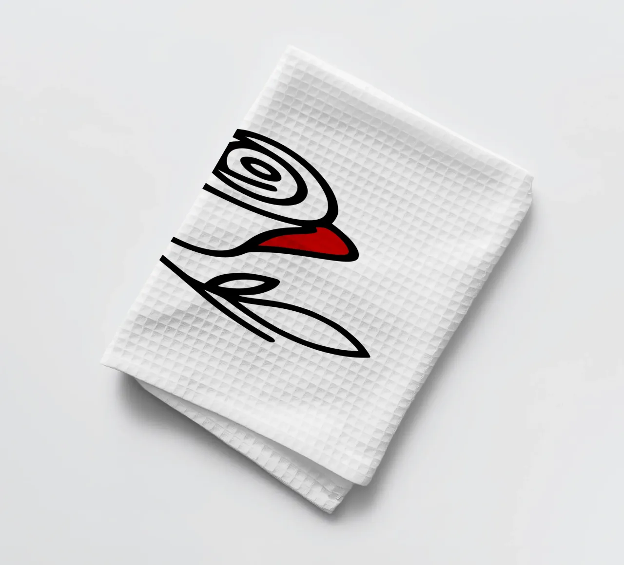 Minimalist reclining rose with a red leaf tea towel by Bold & Simple