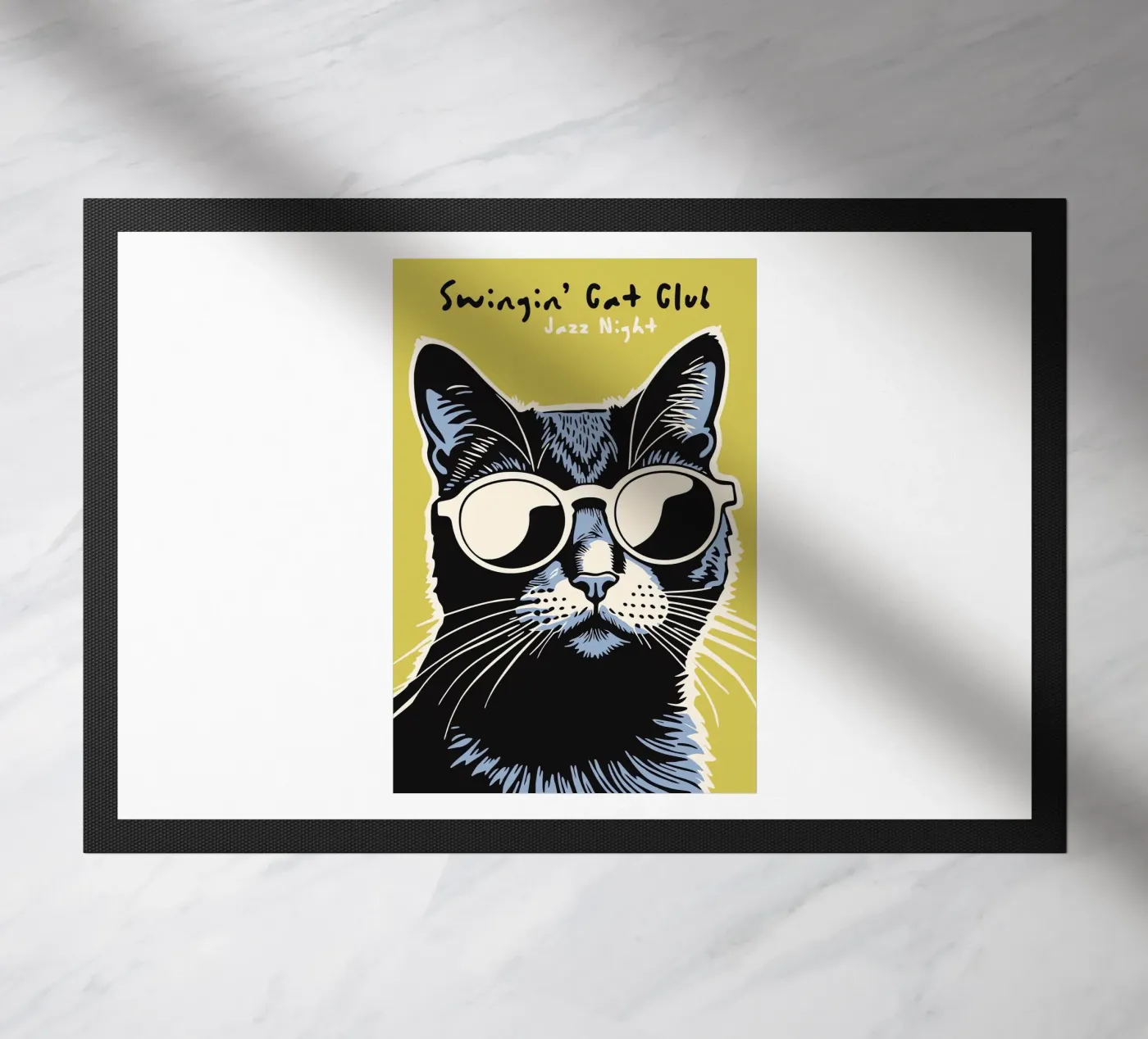 Swingin Cat doormat by Arjun