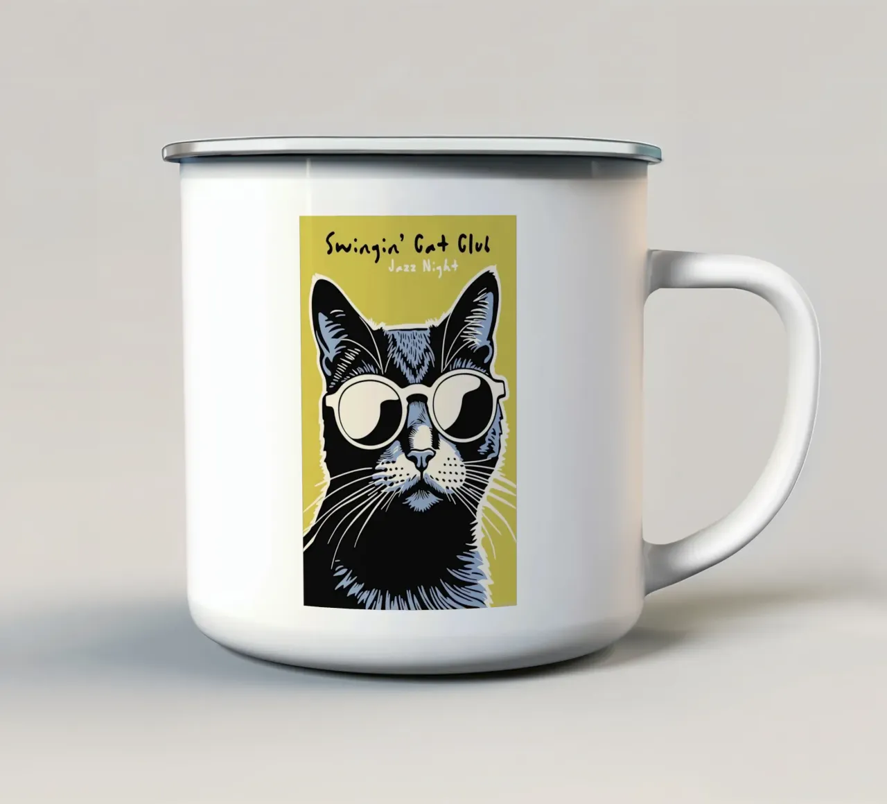 Gatto che dondola tazza in smalto da Arjun