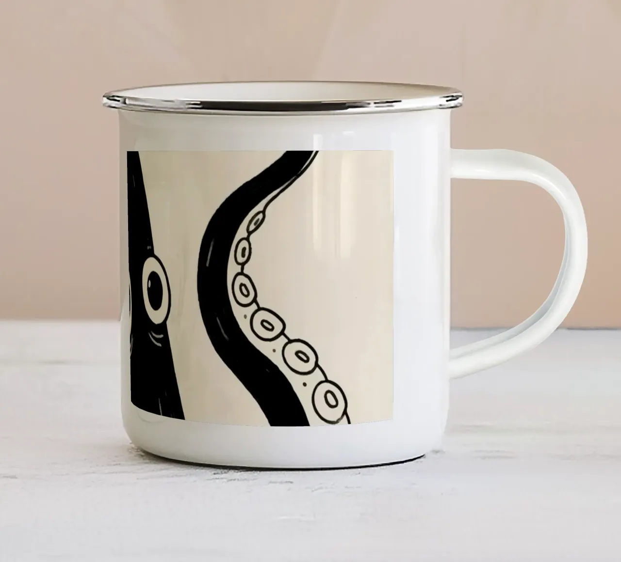 Polpo nero tazza in smalto da knowledge