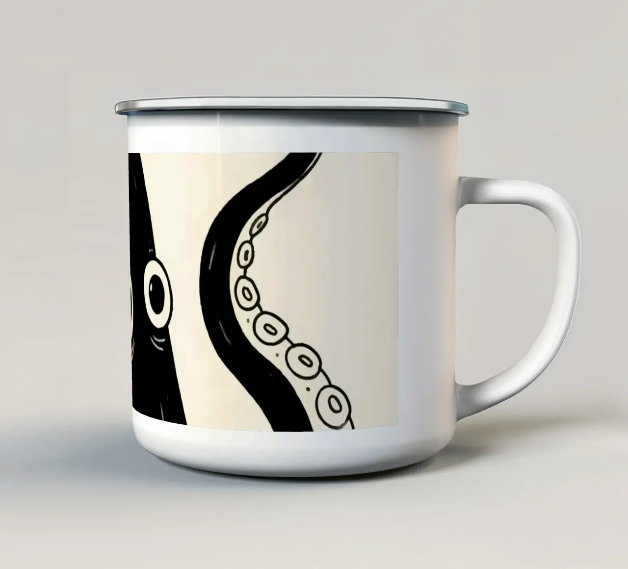 Polpo nero tazza in smalto da knowledge