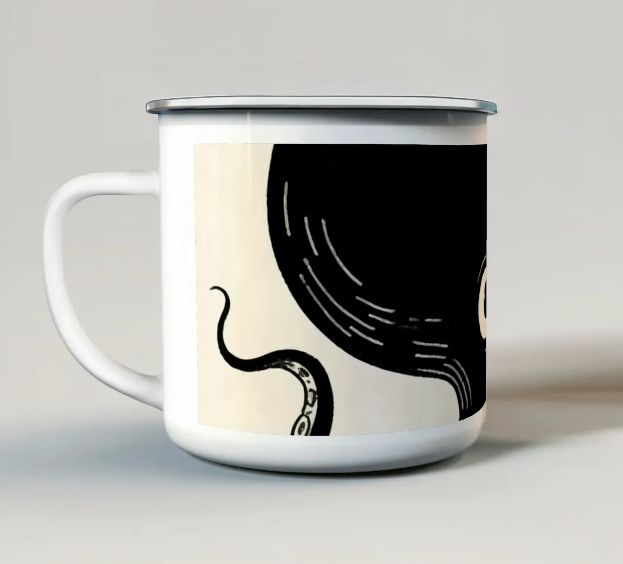 Polpo nero tazza in smalto da knowledge