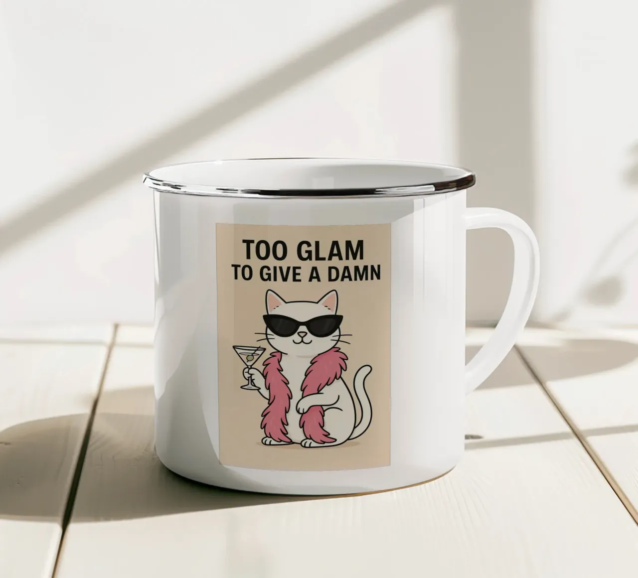 Troppo glam per fregarsene tazza in smalto da Arjun