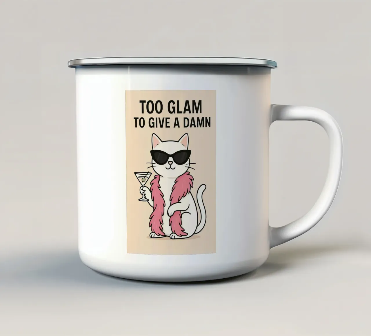 Troppo glam per fregarsene tazza in smalto da Arjun