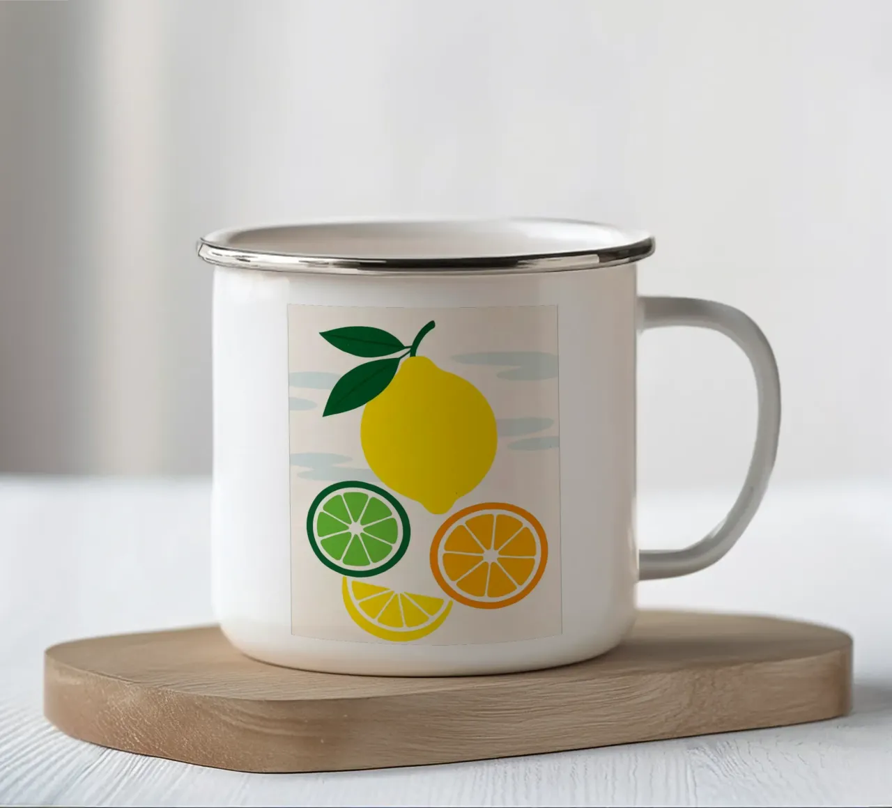 Illustrazione pop art di Zitrus tazza in smalto da Casa Calm