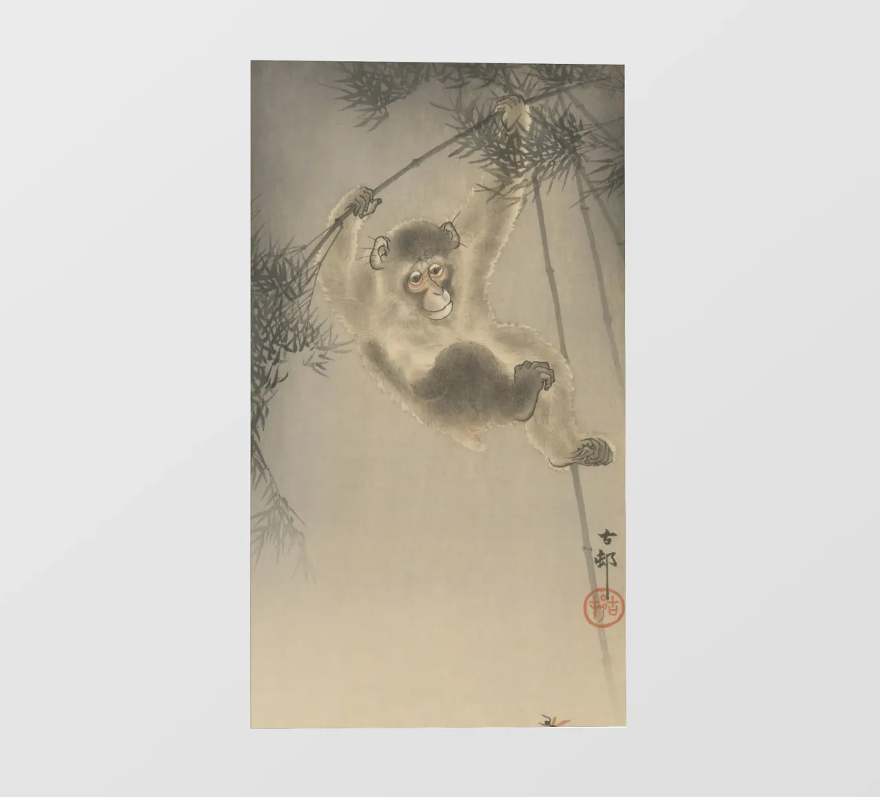 Koson Ohara, Scimmia appesa a un sottile ramoscello di bambù telo in pvc da Retrorise
