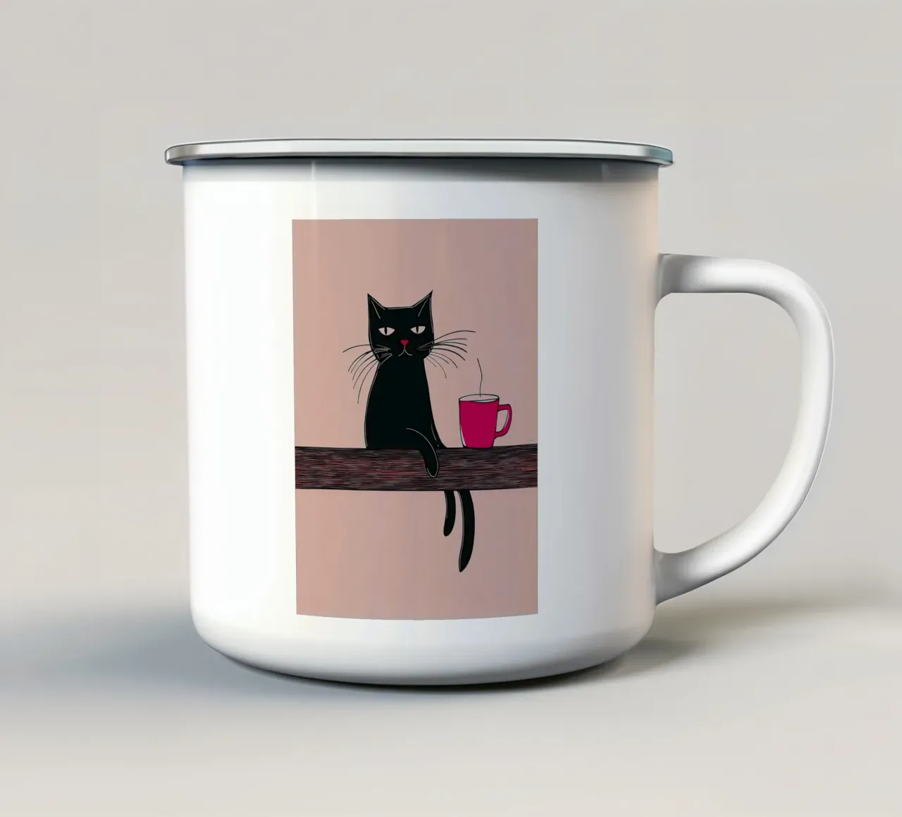 Gatto nero tazza in smalto da Arjun