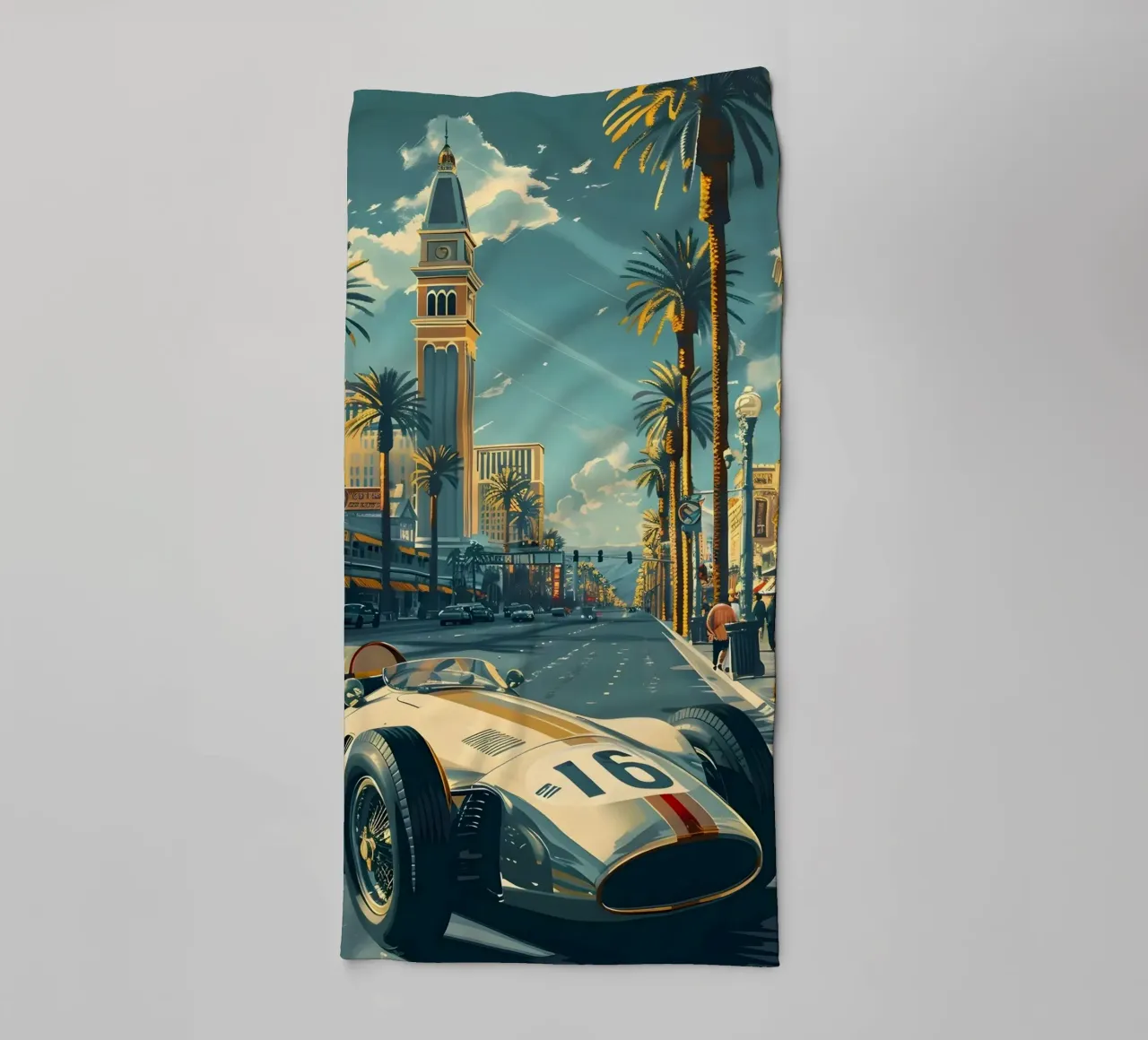 Auto da corsa d'epoca di Las Vegas asciugamano da bagno da Vintage Travel Art