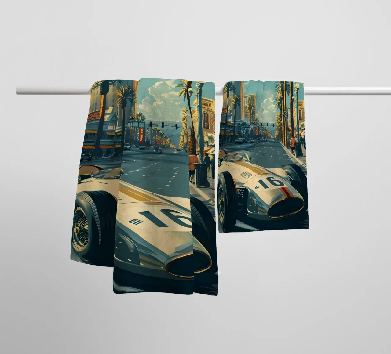 Auto da corsa d'epoca di Las Vegas asciugamano da bagno da Vintage Travel Art
