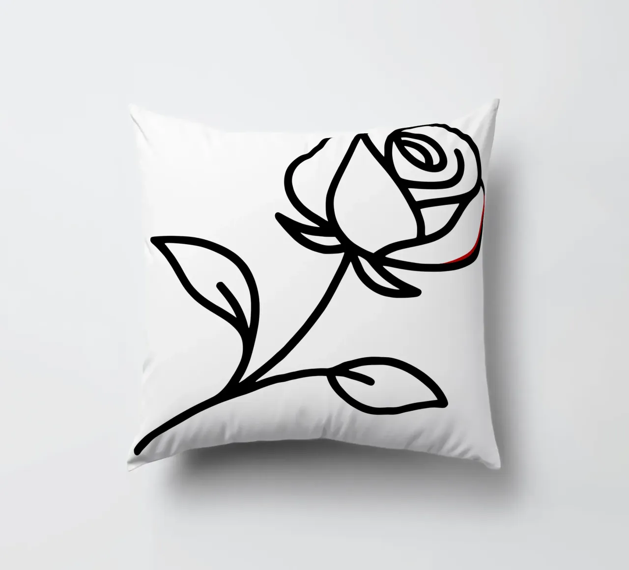 Rosa reclinabile minimalista con un tocco di rosso cuscino da Bold & Simple