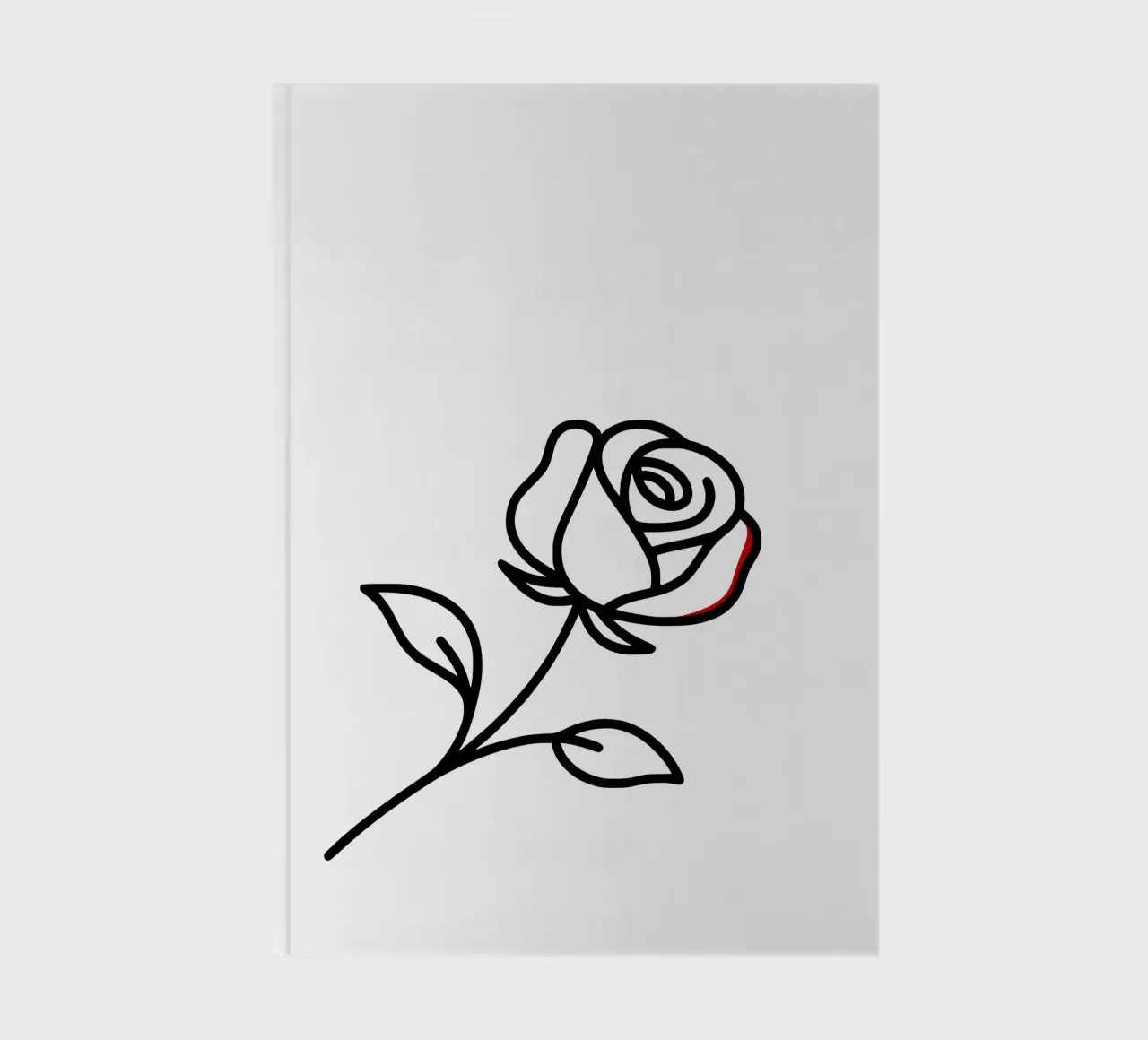 Minimalist reclining rose with a hint of red notebook by Bold & Simple