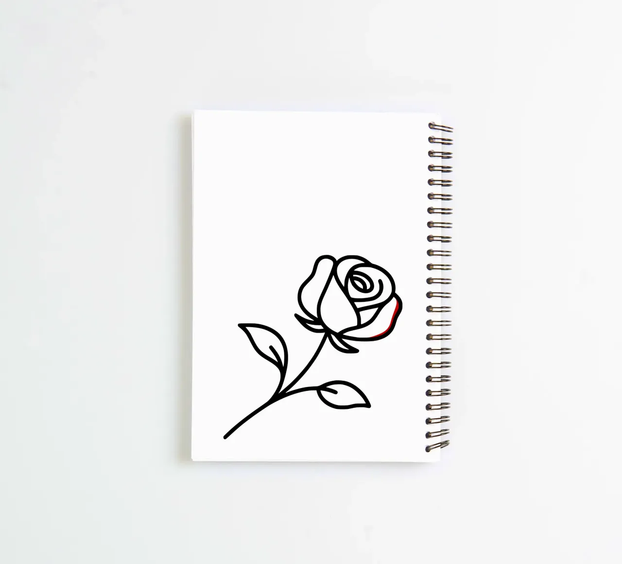 Minimalist reclining rose with a hint of red spiral notebook by Bold & Simple
