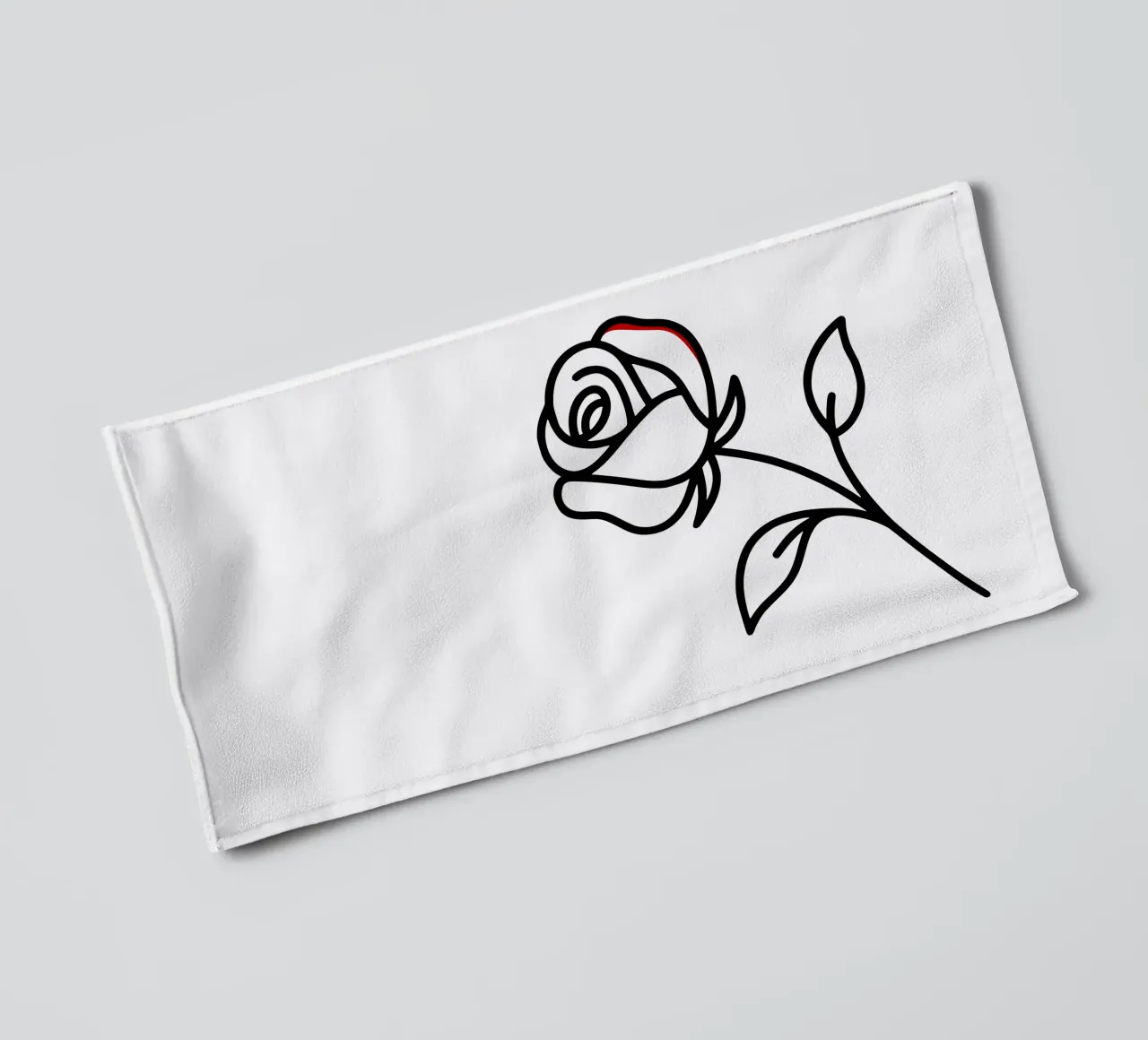 Minimalist reclining rose with a hint of red towel by Bold & Simple