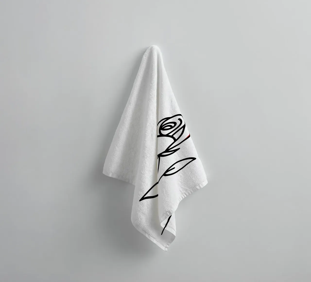 Minimalist reclining rose with a hint of red towel by Bold & Simple