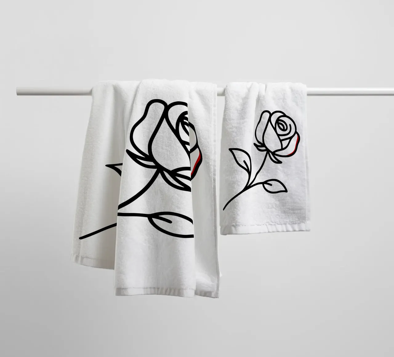 Minimalist reclining rose with a hint of red towel by Bold & Simple