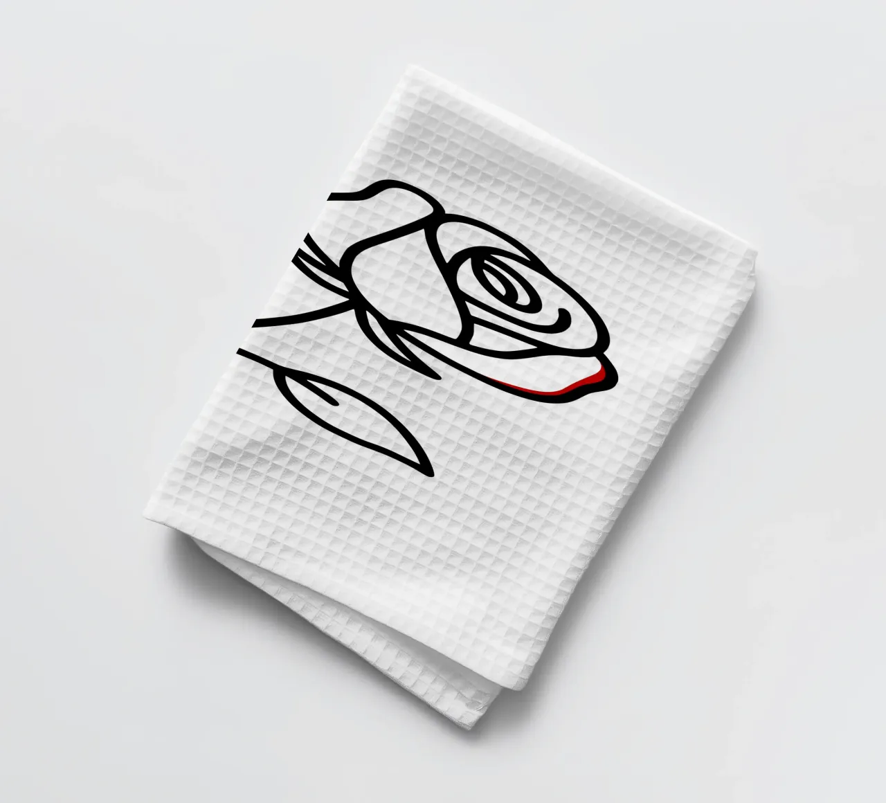 Rosa reclinabile minimalista con un tocco di rosso canovaccio da cucina da Bold & Simple