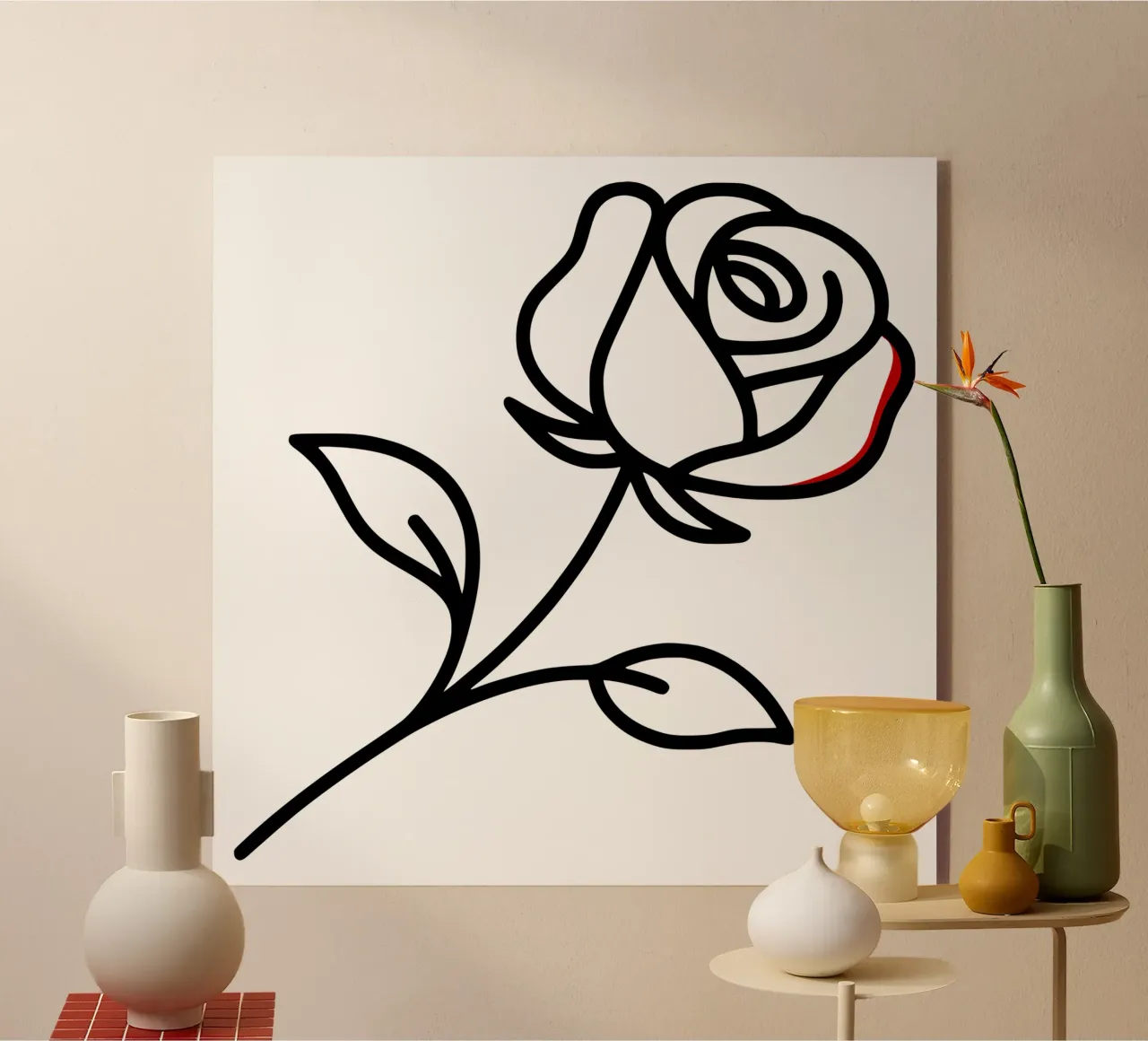Rosa reclinabile minimalista con un tocco di rosso plexiglass da Bold & Simple