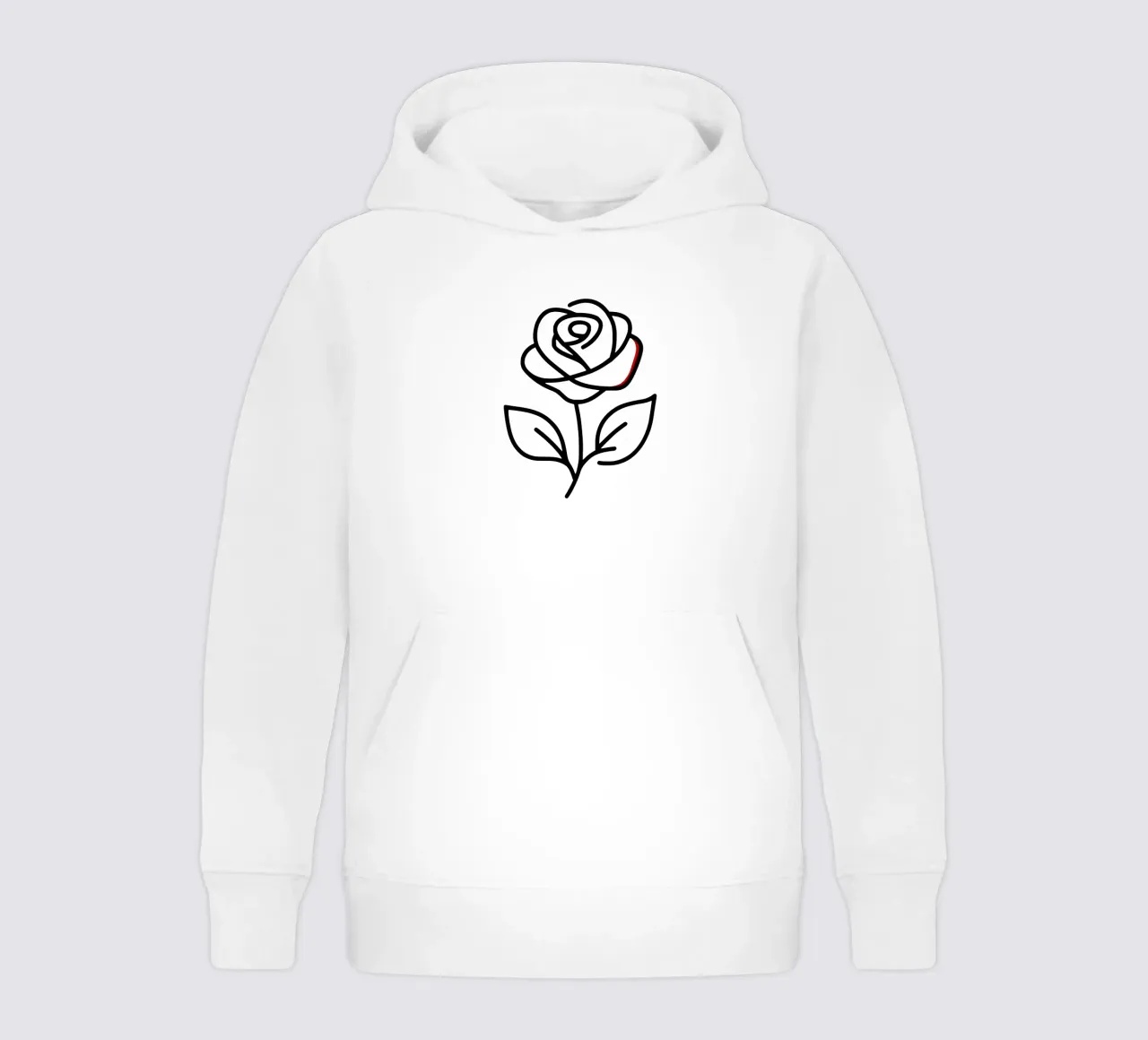 Rose, minimalist standing with a red colour hint kids hoodie by Bold & Simple