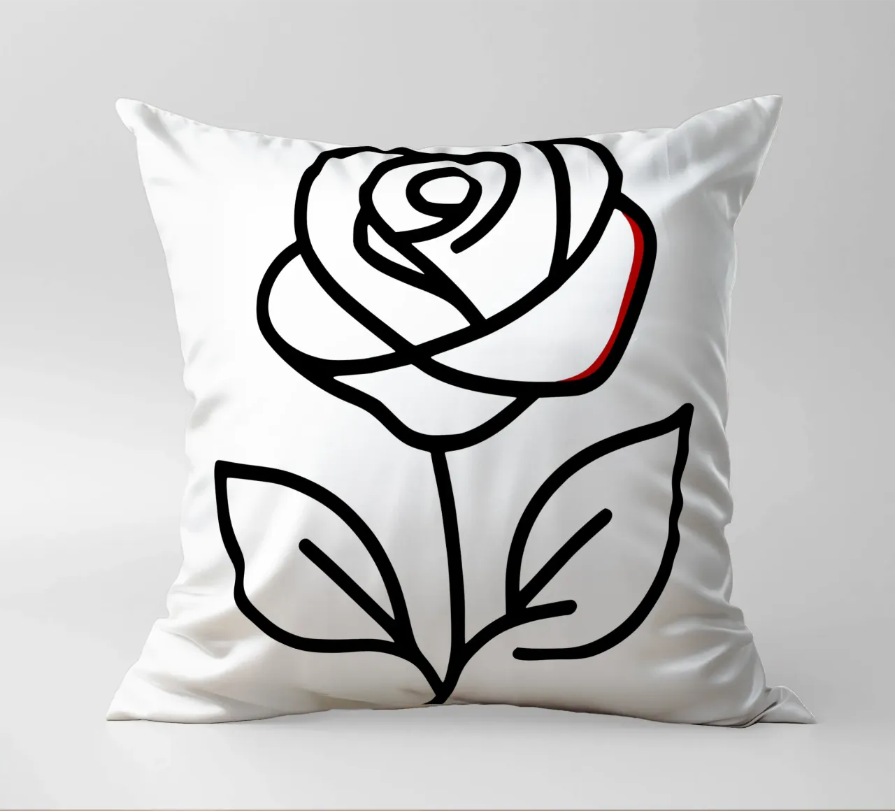 Rose, minimalist standing with a red colour hint decorative cushion by Bold & Simple