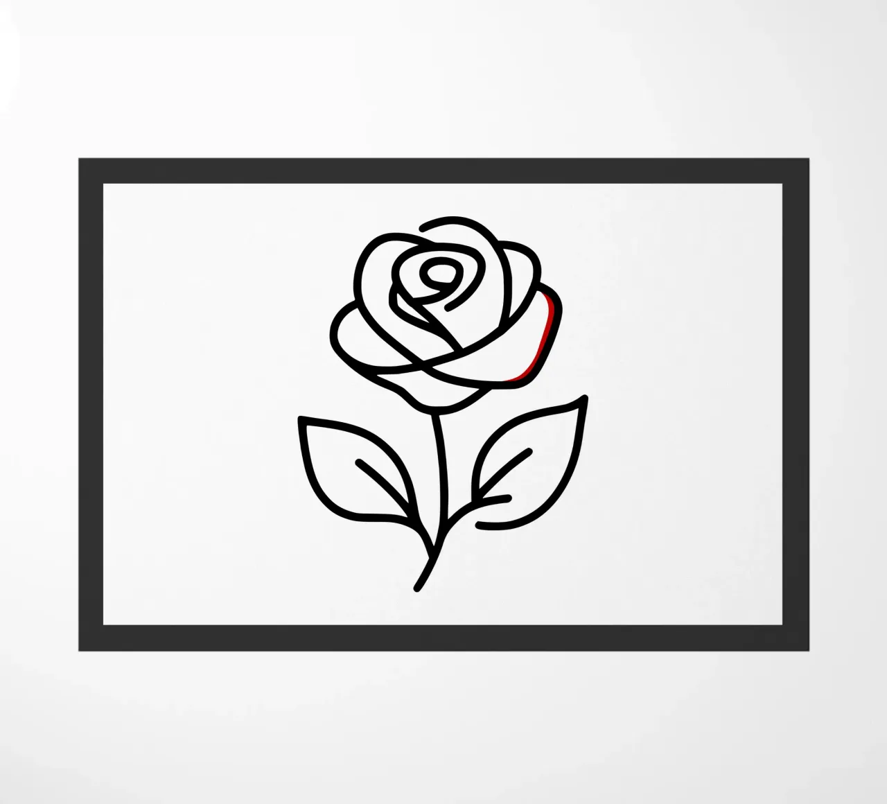 Rose, minimalist standing with a red colour hint doormat by Bold & Simple