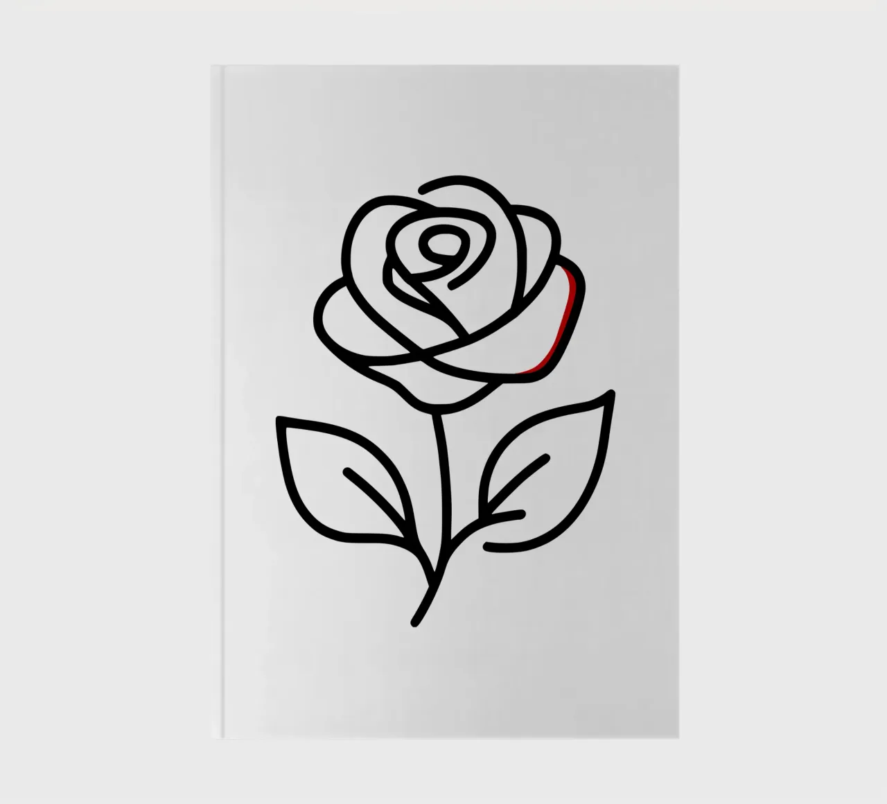 Rose, minimalist standing with a red colour hint notebook by Bold & Simple