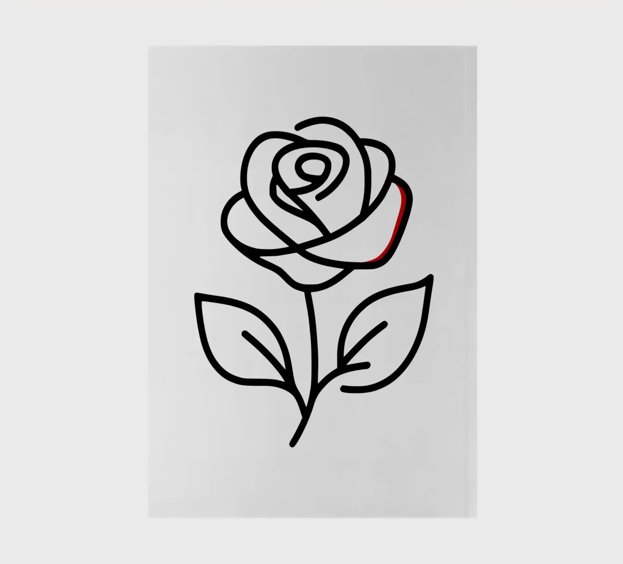 Rose, minimalist standing with a red colour hint notebook by Bold & Simple