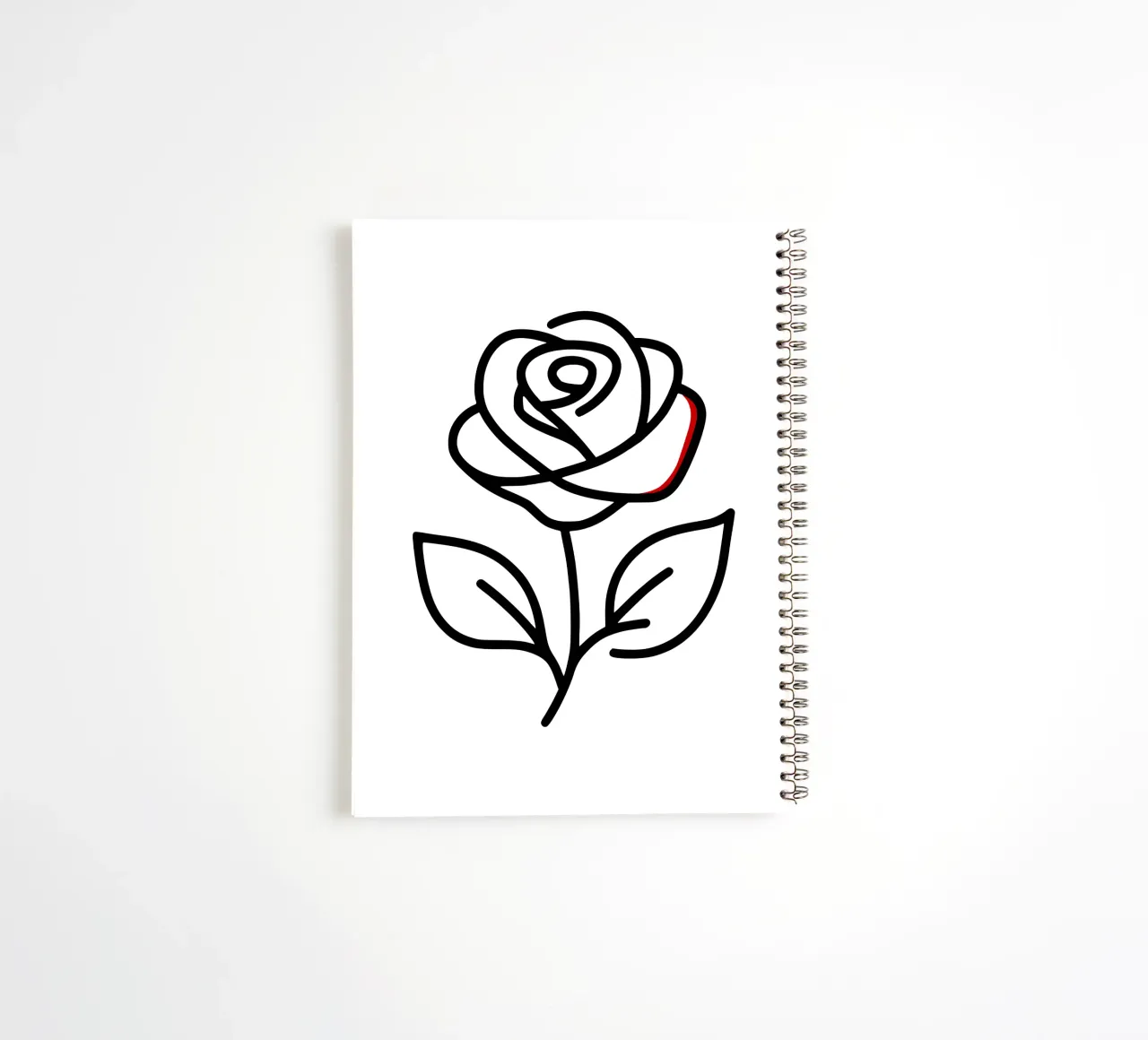 Rose, minimalist standing with a red colour hint spiral notebook by Bold & Simple