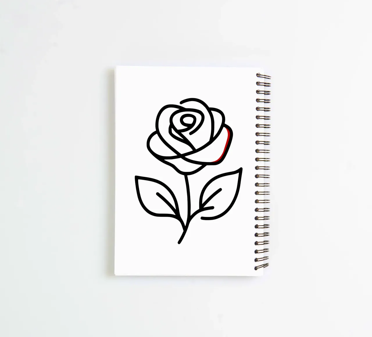 Rose, minimalist standing with a red colour hint spiral notebook by Bold & Simple