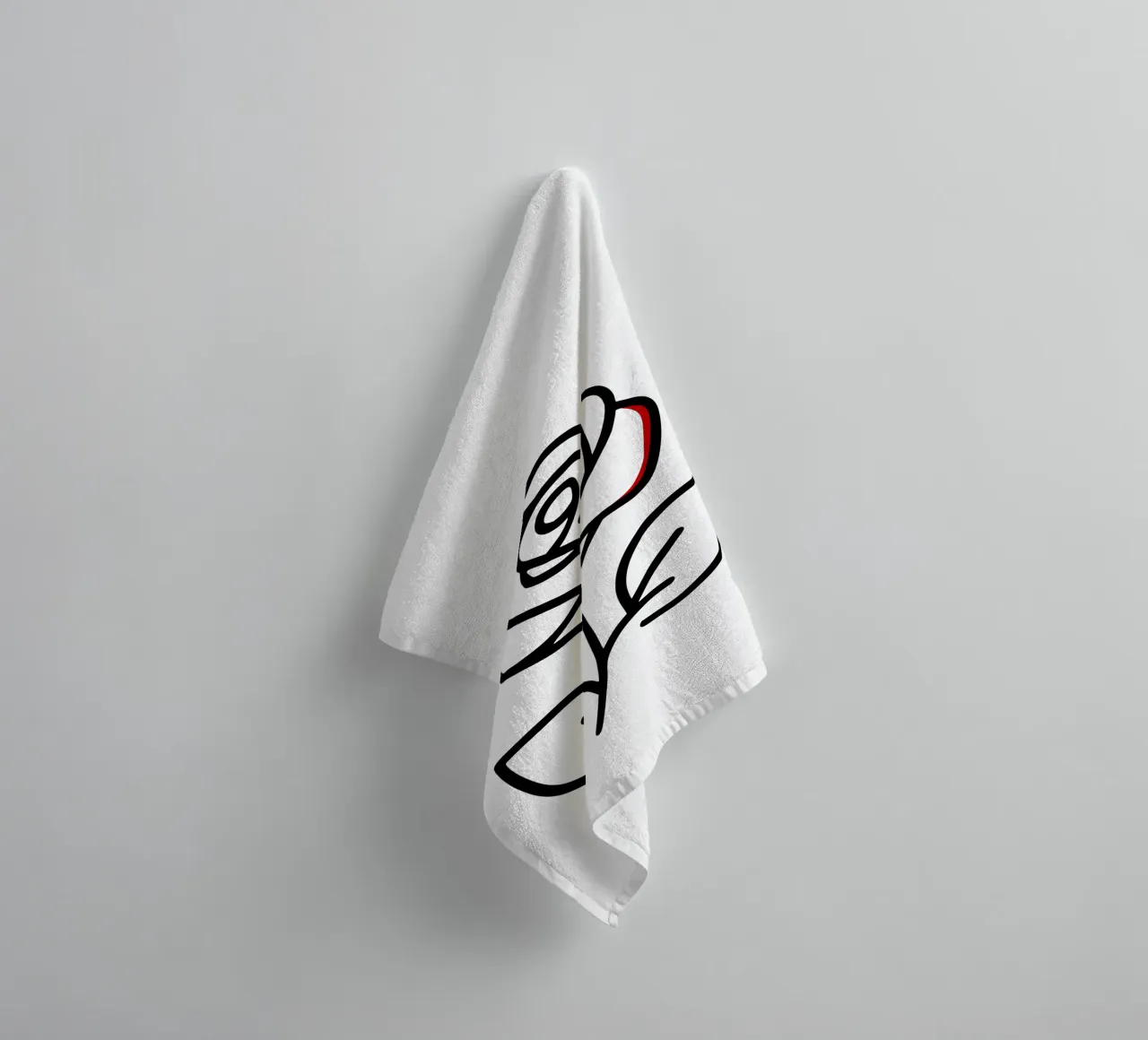 Rose, minimalist standing with a red colour hint towel by Bold & Simple