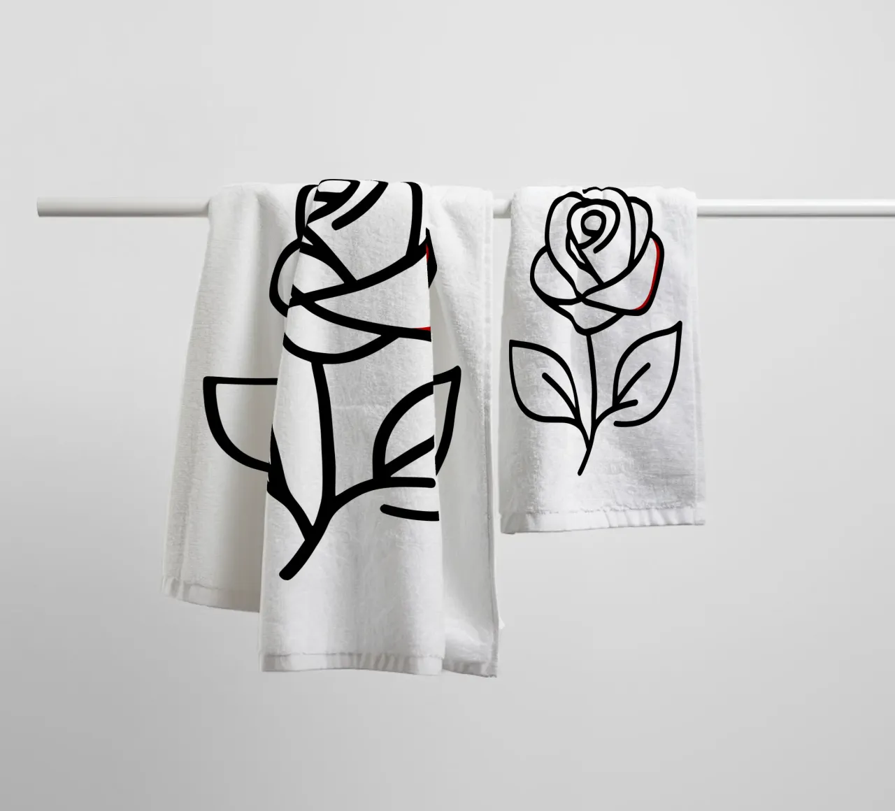 Rose, minimalist standing with a red colour hint towel by Bold & Simple