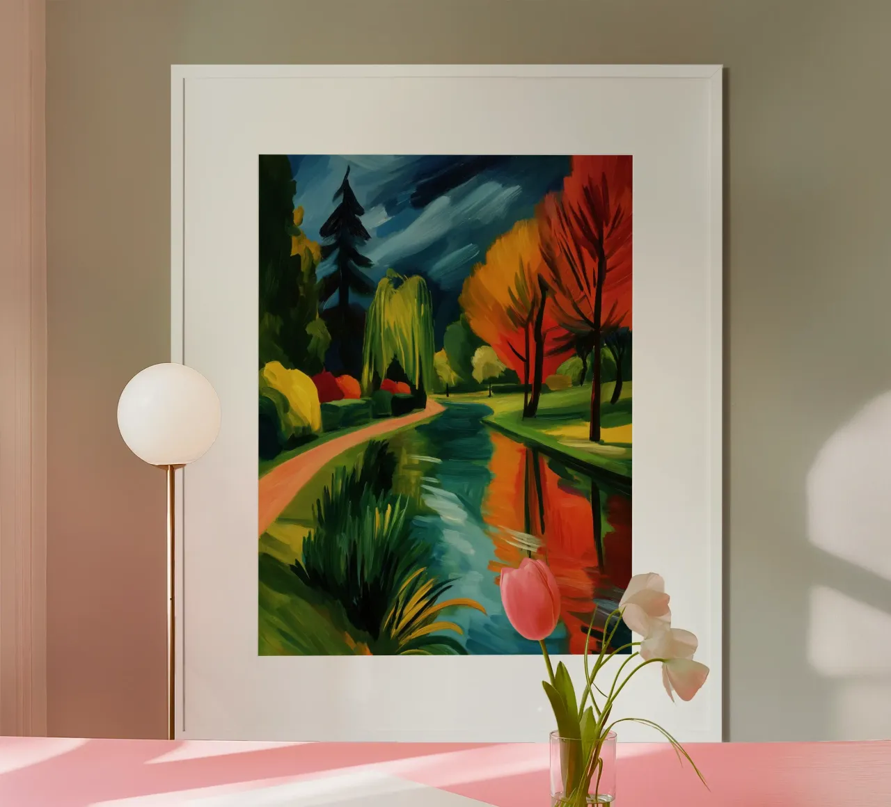 Paesaggio autunnale in riva al mare | Un'esplosione di colori espressionista carta hahnemühle da Autofocus