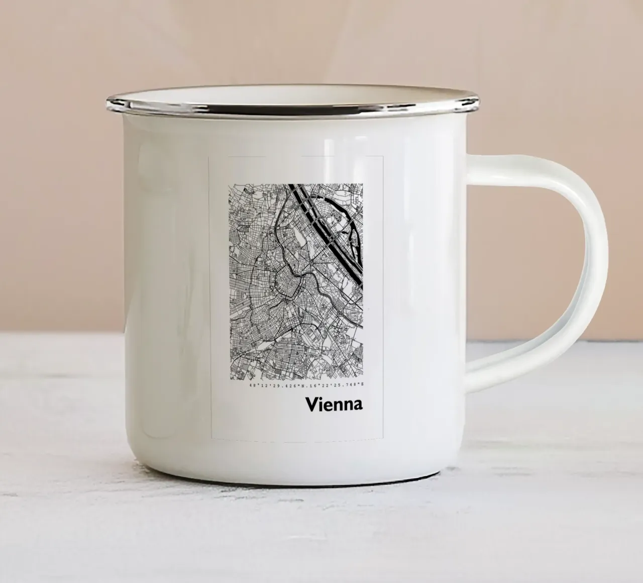 Stadsplattegrond van Wenen emaille mok van janna shop