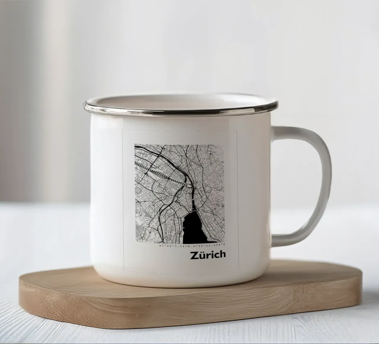 Mappa della città di Zurigo tazza in smalto da janna shop
