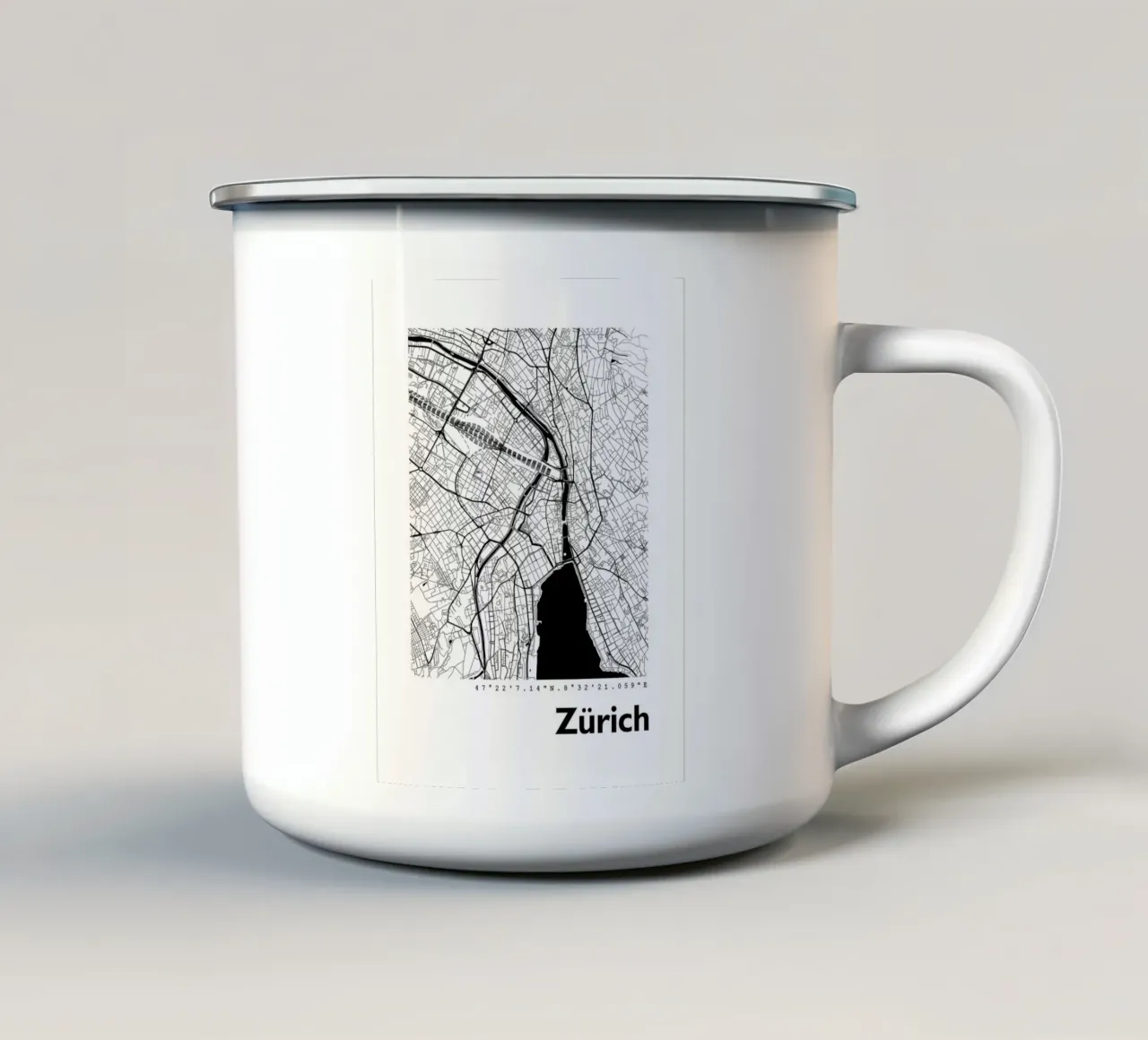 Mappa della città di Zurigo tazza in smalto da janna shop