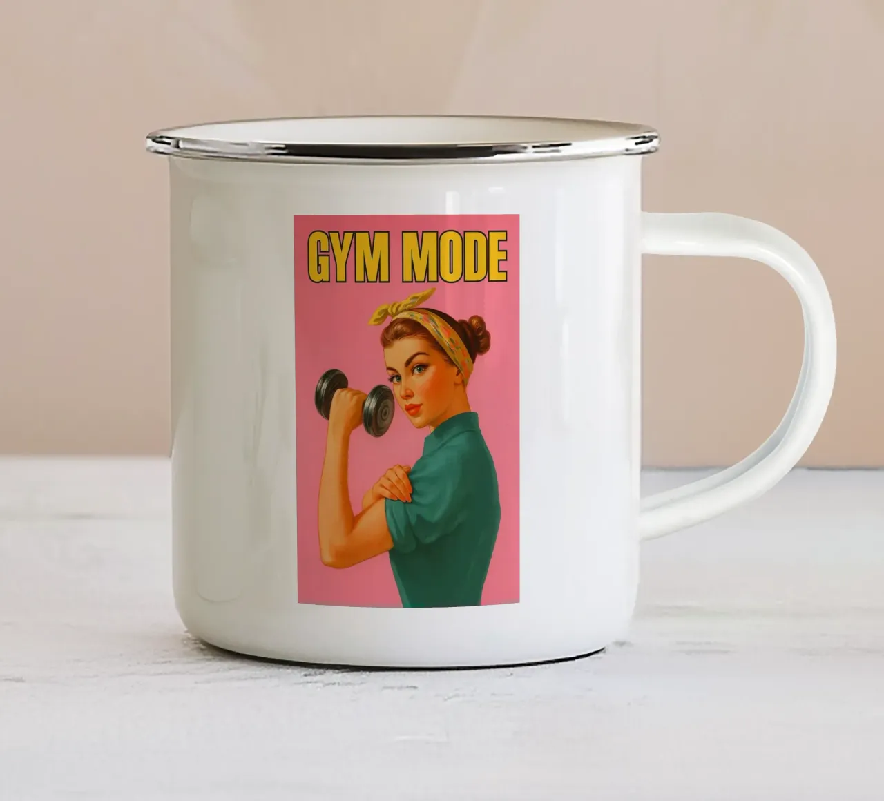 gymmode vrouwen grappige tekening emaille mok van samaras