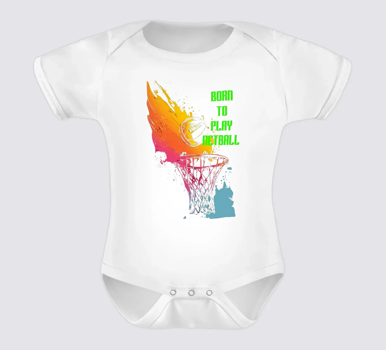 Nato per giocare a Netball body neonato maniche corte da Kt10Designs